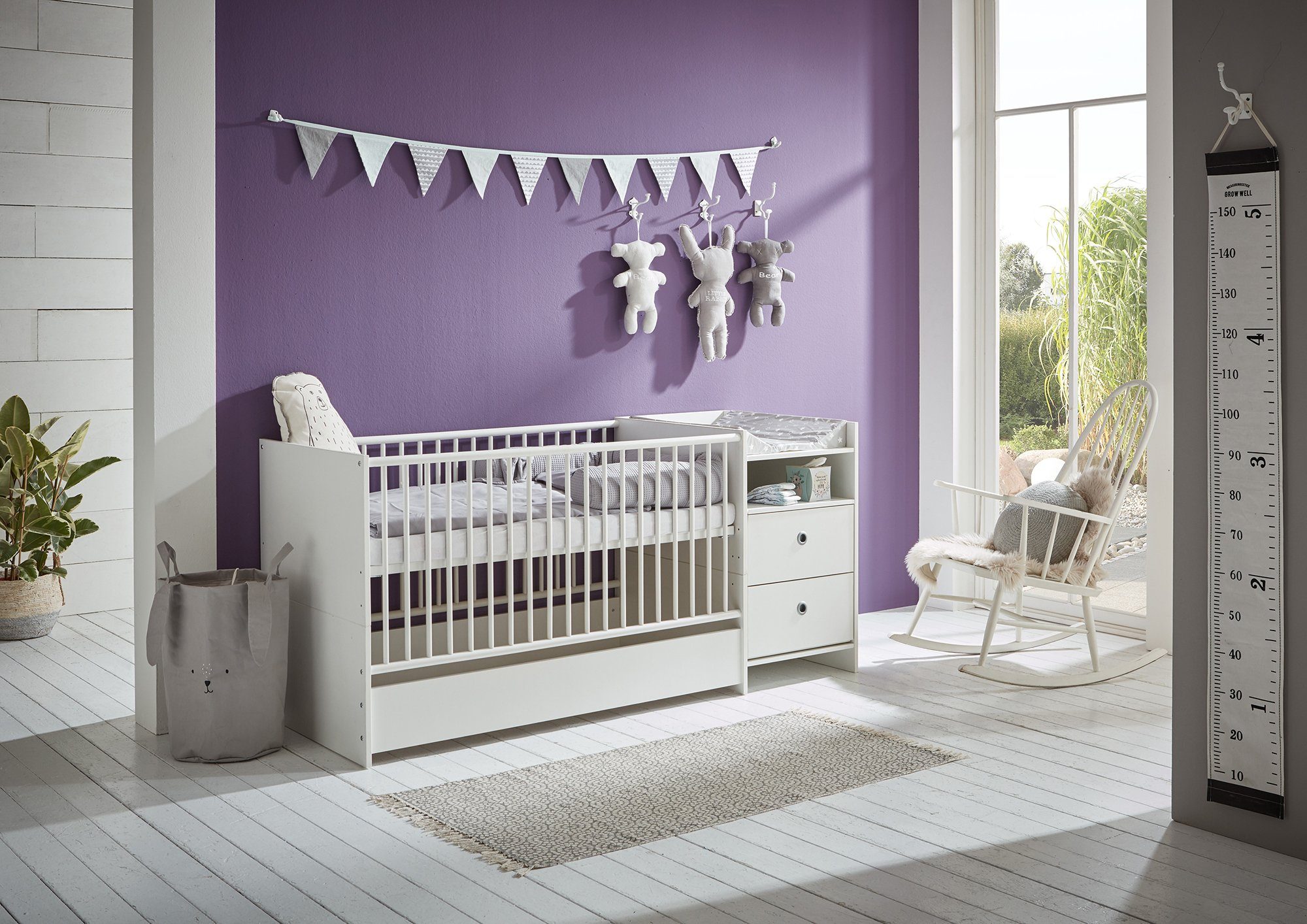 arthur berndt Babybett Elly, mit Wickelstation; Umbaubar zum Juniorbett, Spieltisch und Konsole
