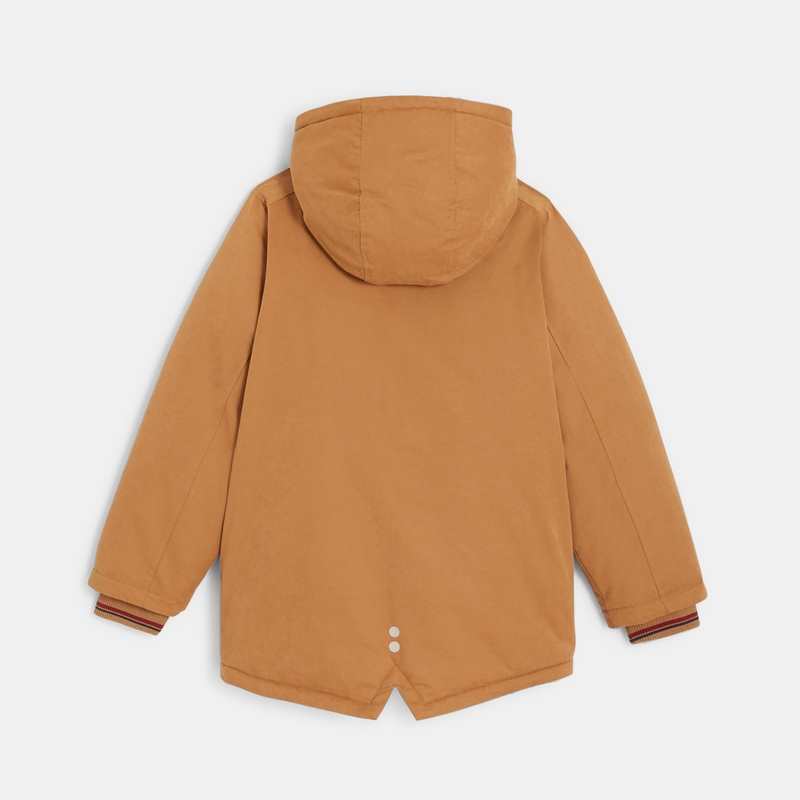 Parka doublée en moumoute sherpa marron garçon