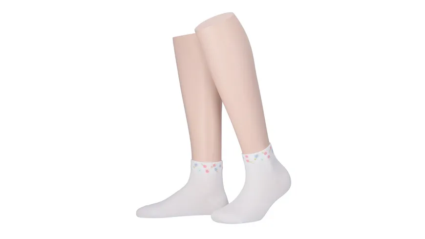 MOVE UP Damen Socken mit Blütendesign weiß