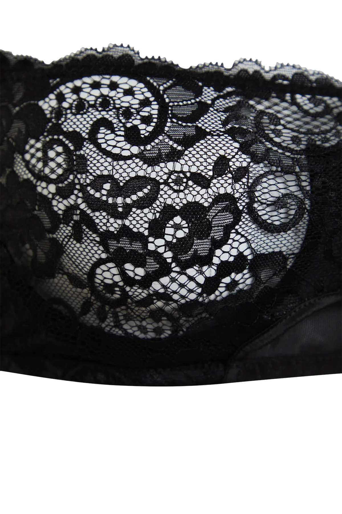 Trendyol Collection  Gestrickter Bandeu-BH – Schwarze Spitze, Bügel ohne Kappe THMSS24SU00064
