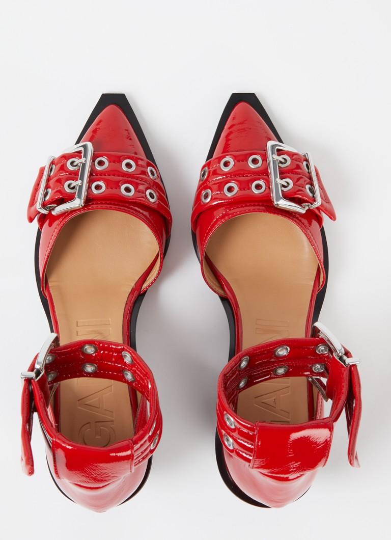 Ganni pump with buckle detail and patent finish