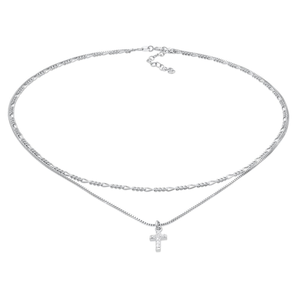 Elli Elli Collier Femmes choker couches filigrane croix avec zircon en argent sterling collier