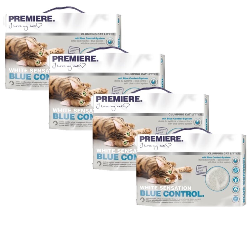 PREMIERE Katzenstreu PREMIERE White Sensation blue control, Klumpstreu 4x12 l