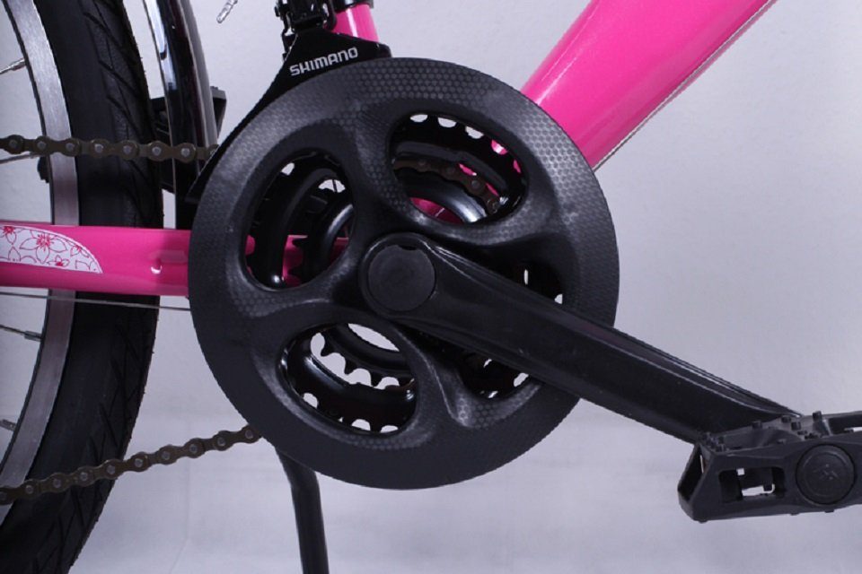Talson Cityrad 26 Zoll Cityrad, 21 Gang Shimano, Kettenschaltung, mit Beleuchtung nach StVZO und Gepäckträger Rosa