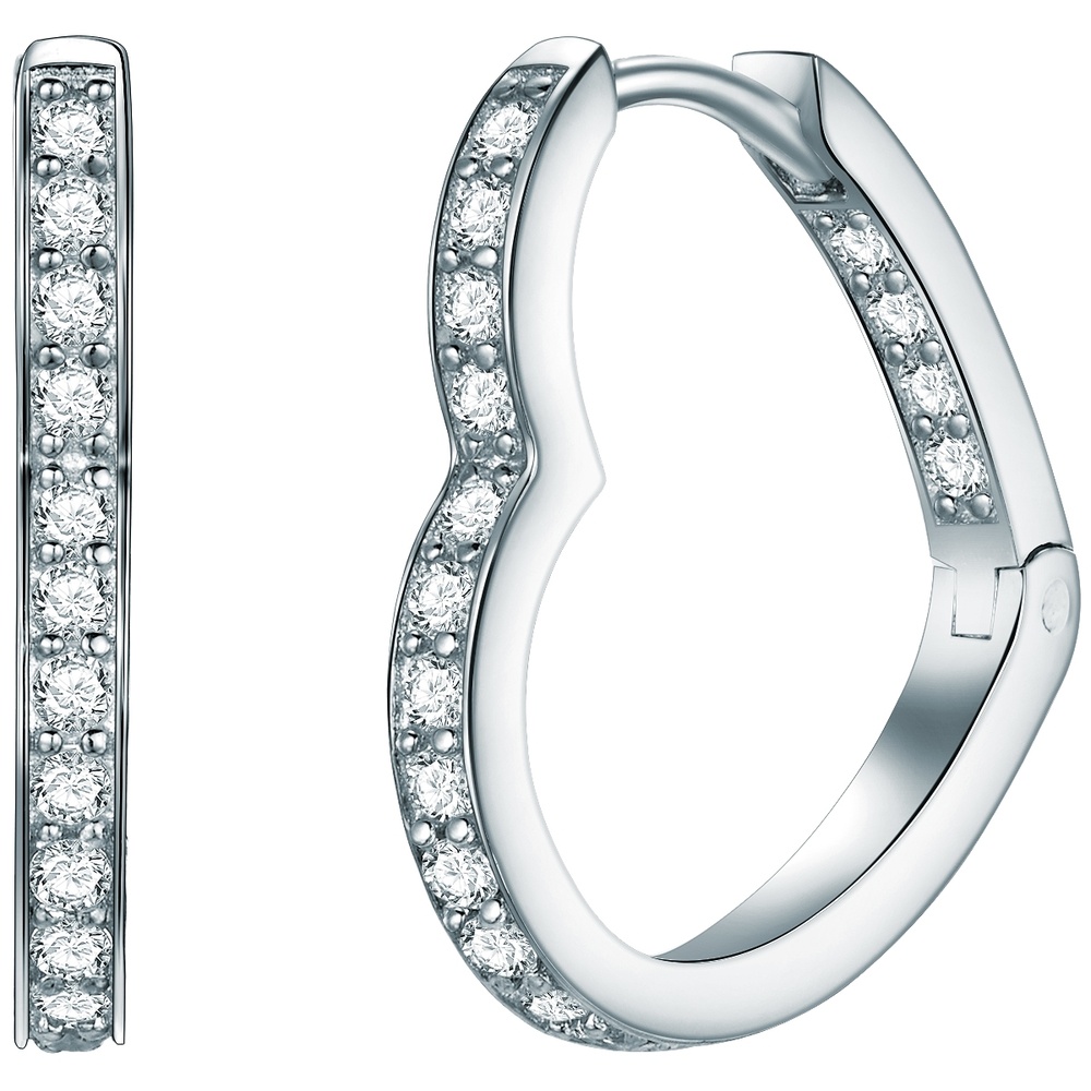 Rafaela Donata Créoles en argent Coeur Argent sterling Oxyde de zirconium (CZ) en Argent Boucles d'oreilles