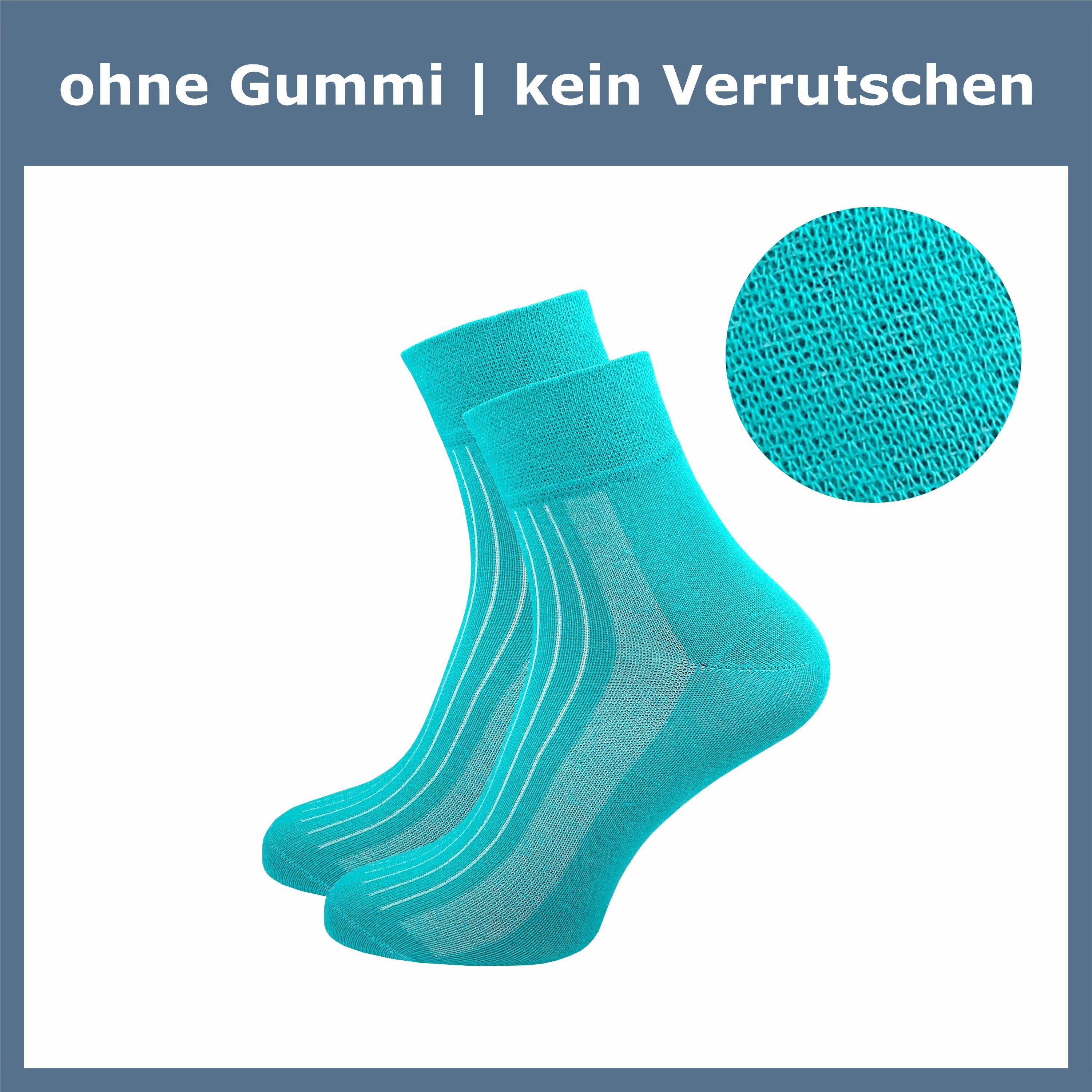 GAWILO Diabetikersocken für Damen ohne Gummibund & ohne Naht in weiß, schwarz & farbig (6 Paar) Breiter Piquet-Strick am Komfortbund, Venensocke aus weicher Baumwolle
