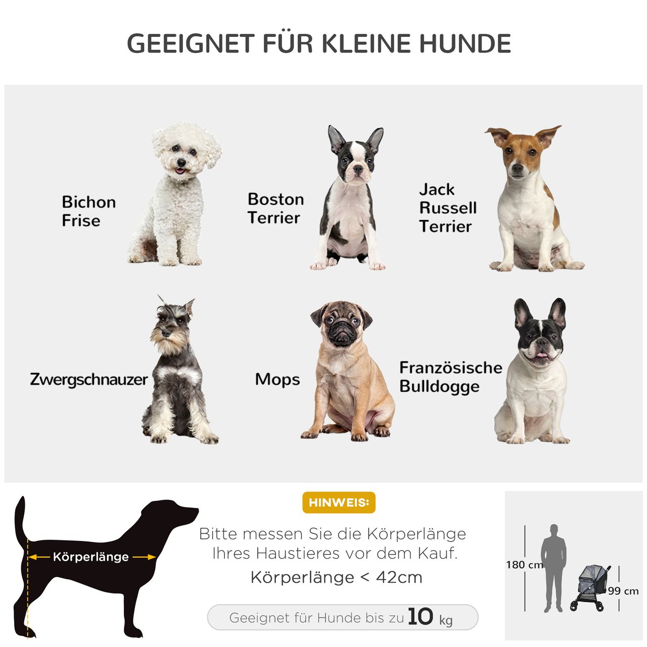 PawHut Hundewagen, faltbarer Hundetrolley, Hundebuggy mit Kissen, Katzenwagen