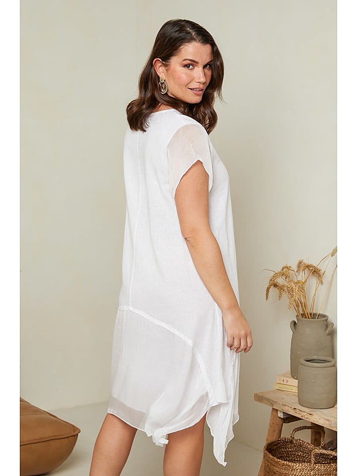 Rodier Lin Leinen-Kleid in Weiß günstig kaufen S/M
