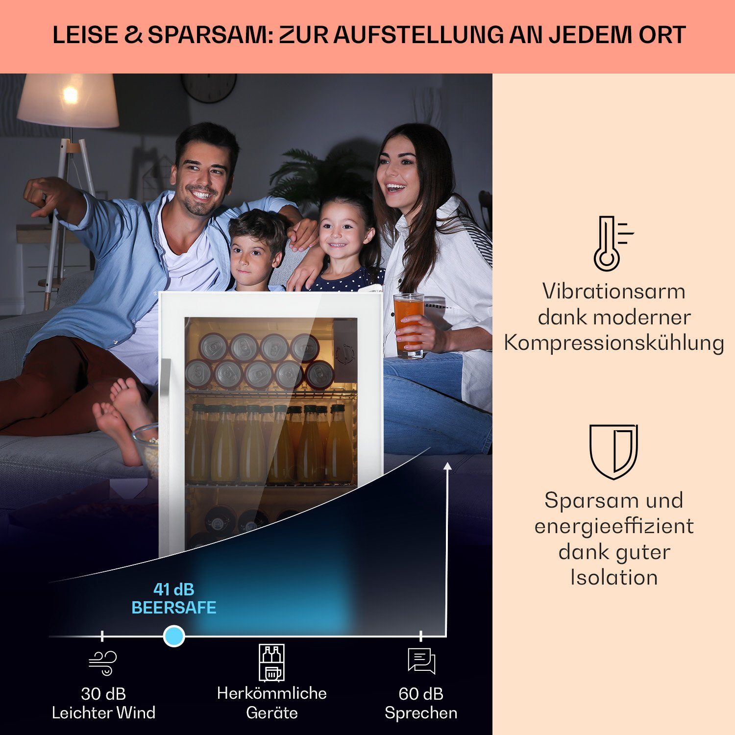 Klarstein Getränkekühlschrank HEA-BeersafeXXL-Quar 10039427, 83 cm hoch, 47.5 cm breit, Bierkühlschrank Getränkekühlschrank Flaschenkühlschrank mit Glastür