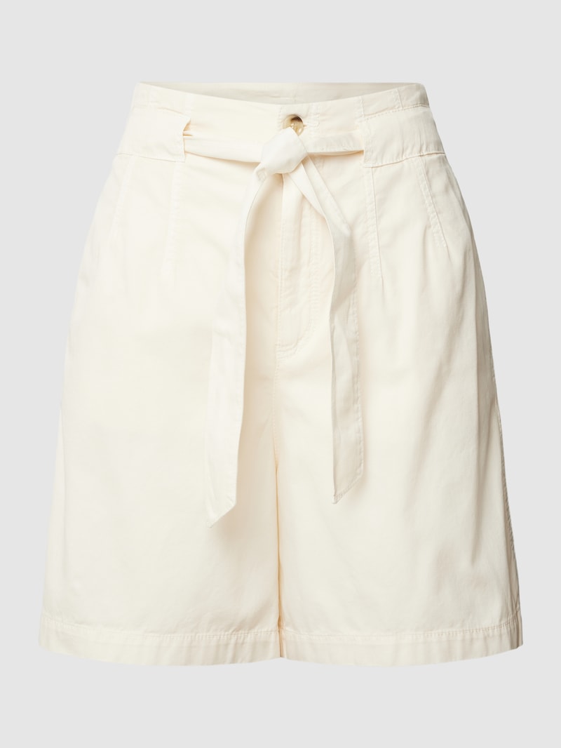 Jeansshorts mit Bindegürtel Modell 'Tapa' in offwhite
