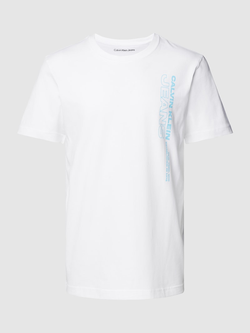 T-Shirt mit Label-Print in weiss