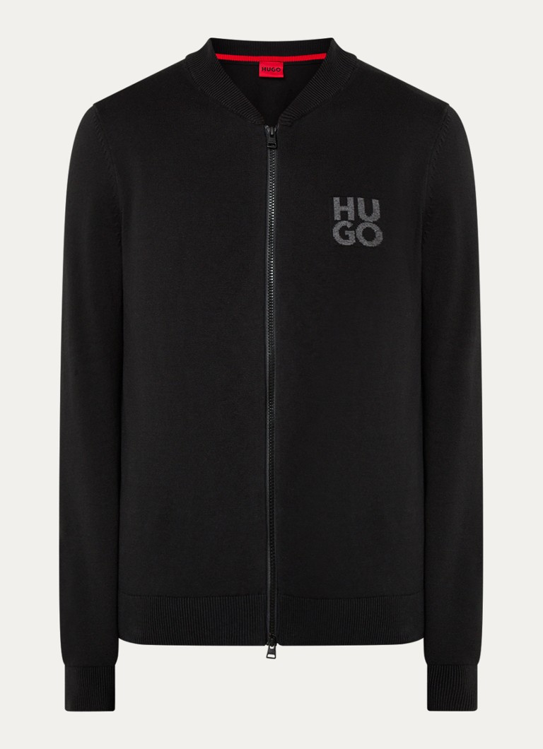 HUGO BOSS Solouh cienki dzianinowy kardigan z logo