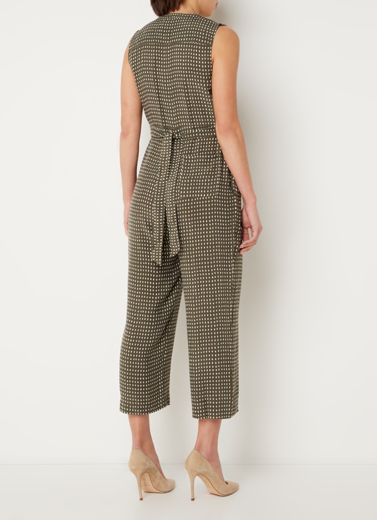 Whistles Josie tapered fit cropped jumpsuit with tie belt