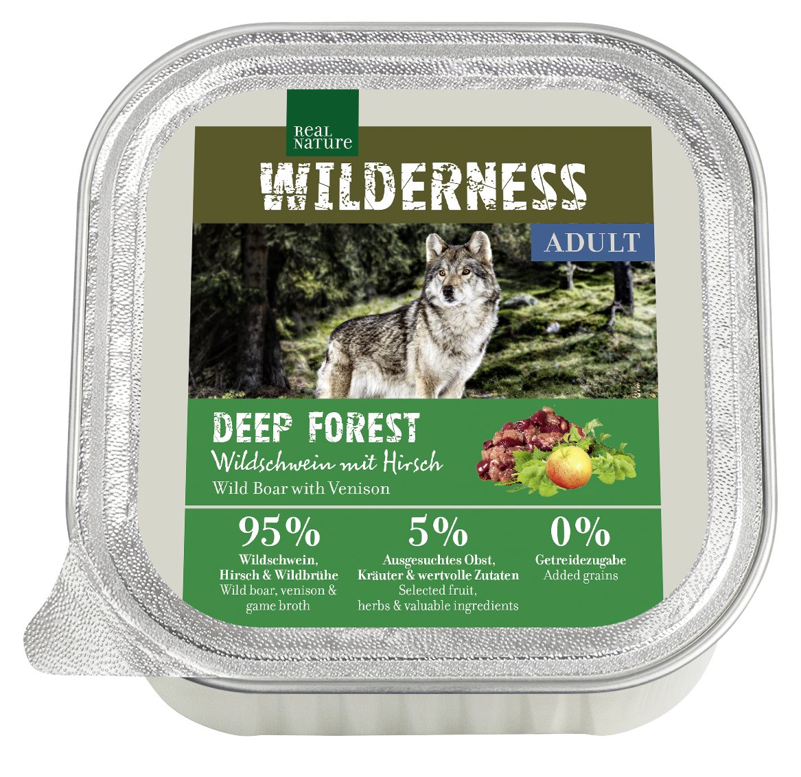 REAL NATURE Hundenassfutter REAL NATURE WILDERNESS Adult 16x100g Wildschwein mit Hirsch