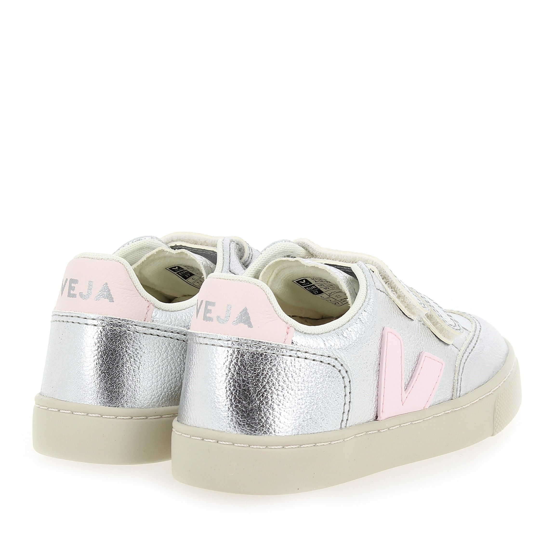 Veja  SMALL V12 VELCRO - Argent Rose
