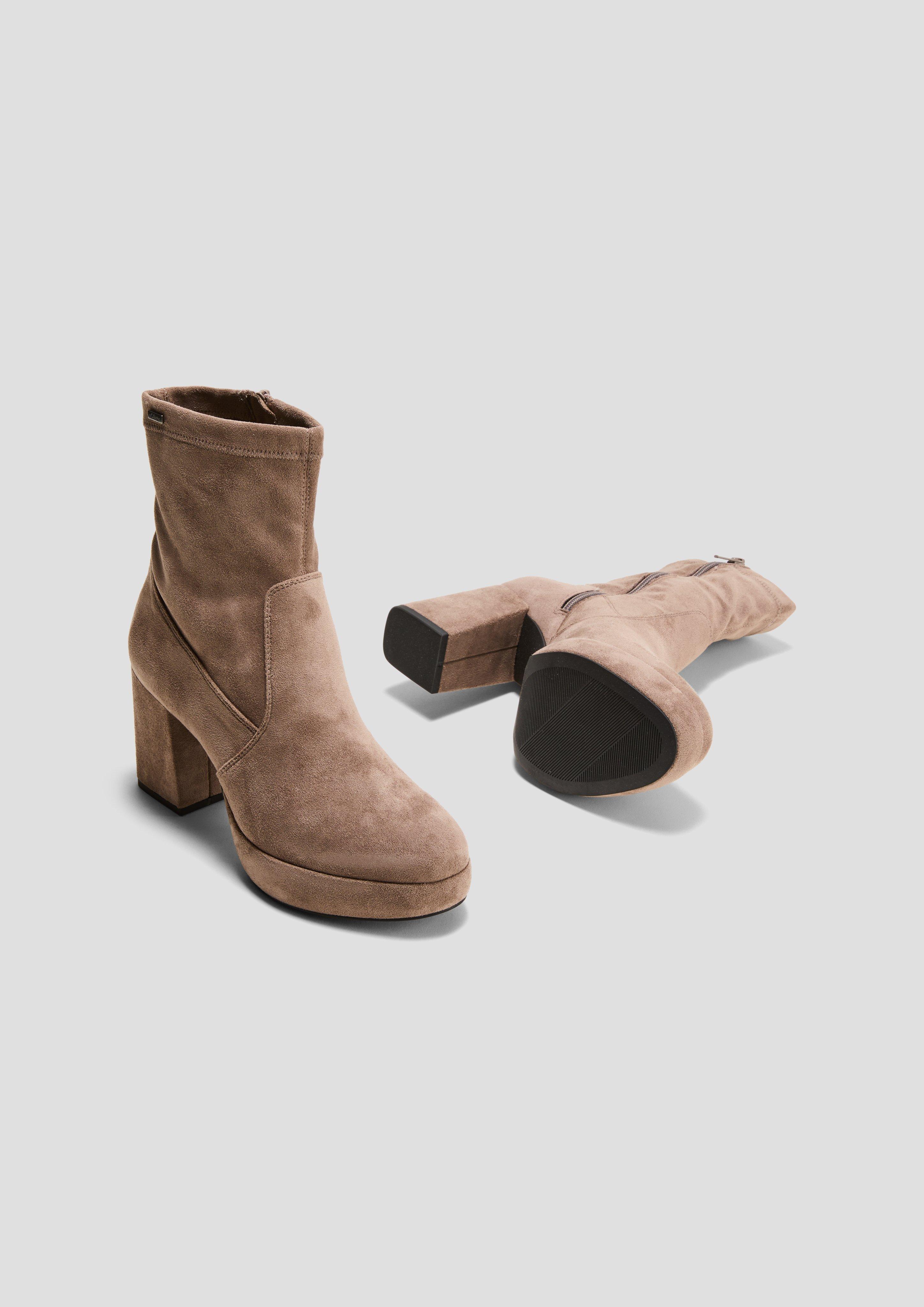 Stiefel mit Blockabsatz in Velorslederoptik  6008302-341