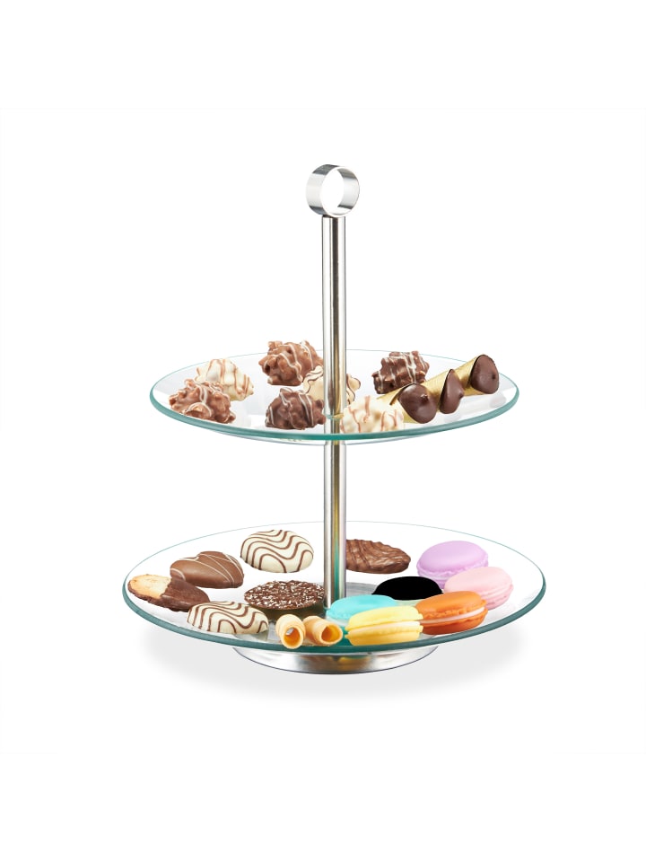 relaxdays Etagere rund in Transparent/ Silber günstig kaufen onesize