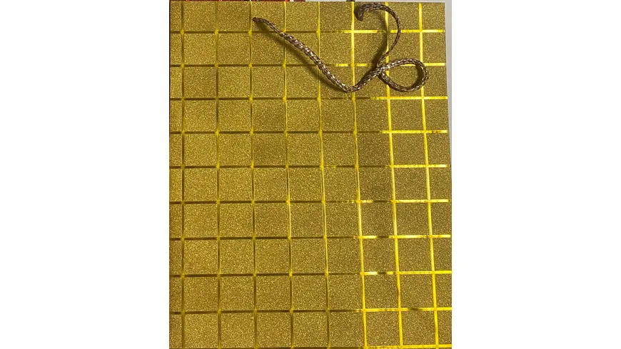 Geschenktüte gross Glitter gold kariert 32x26x13cm
