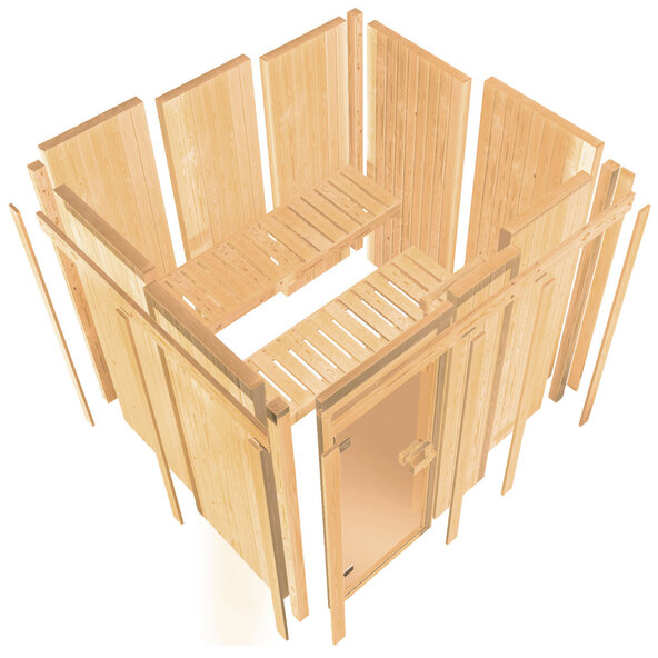 Sauna Ida 1 mit Ofen, 3,6 kW, naturbelassen