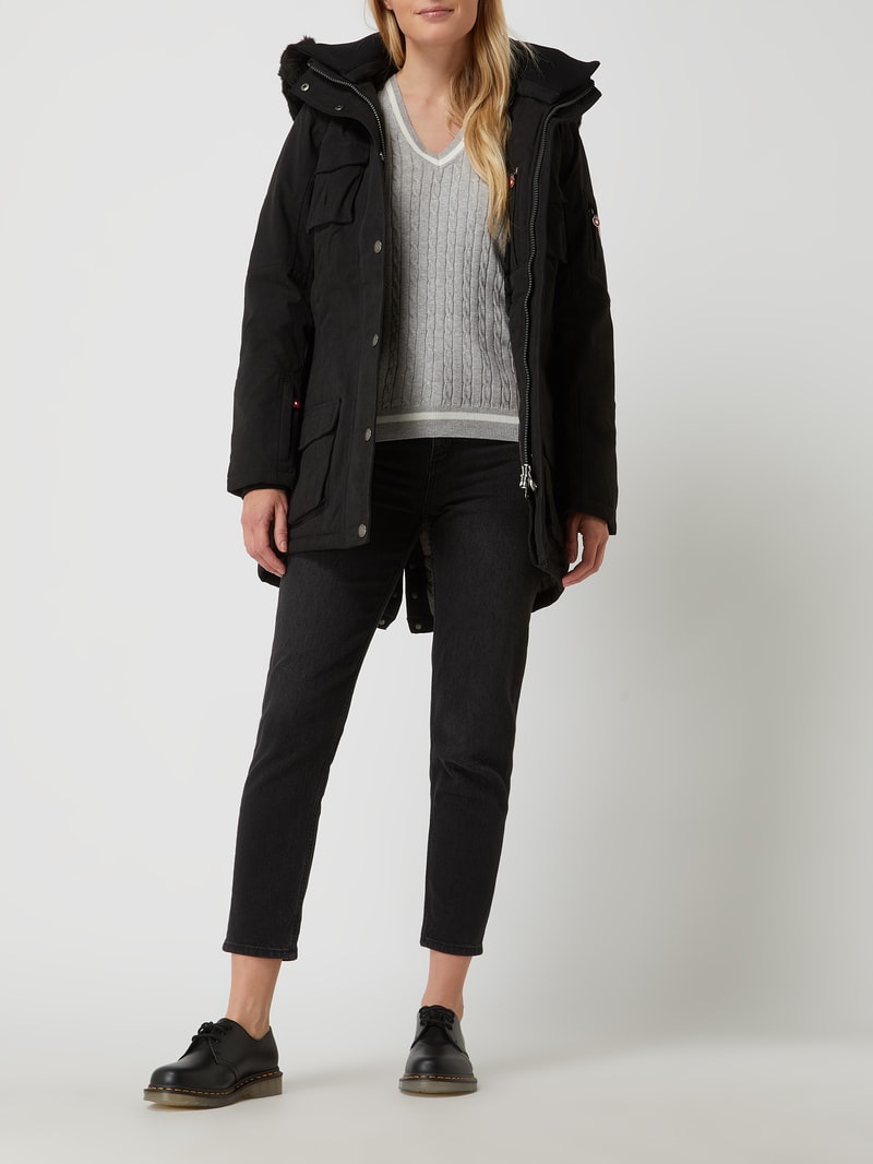 Schneezauber 62 Funktionsjacke mit abnehmbarer Kapuze in schwarz