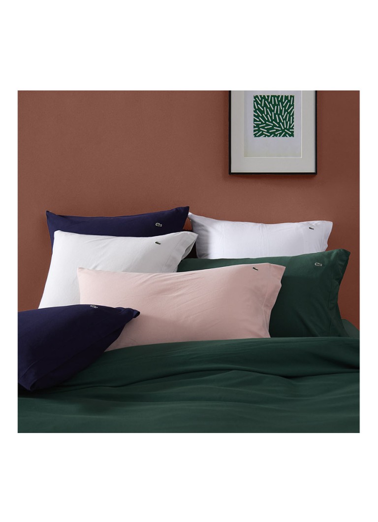 Federa Lacoste in cotone piqué blu navy con logo, 150 fili/cm²