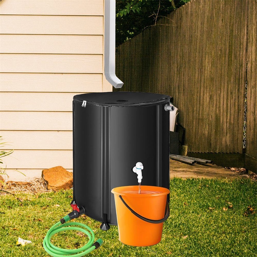 Melko Regentonne Regenwassertank faltbar Regenfass Wassertank Regenwassertonne mit Hahn, 100 l, (Stück, 1-tlg., Stück), inkl. 2 Meter Wasserschlauch mit Anschluss