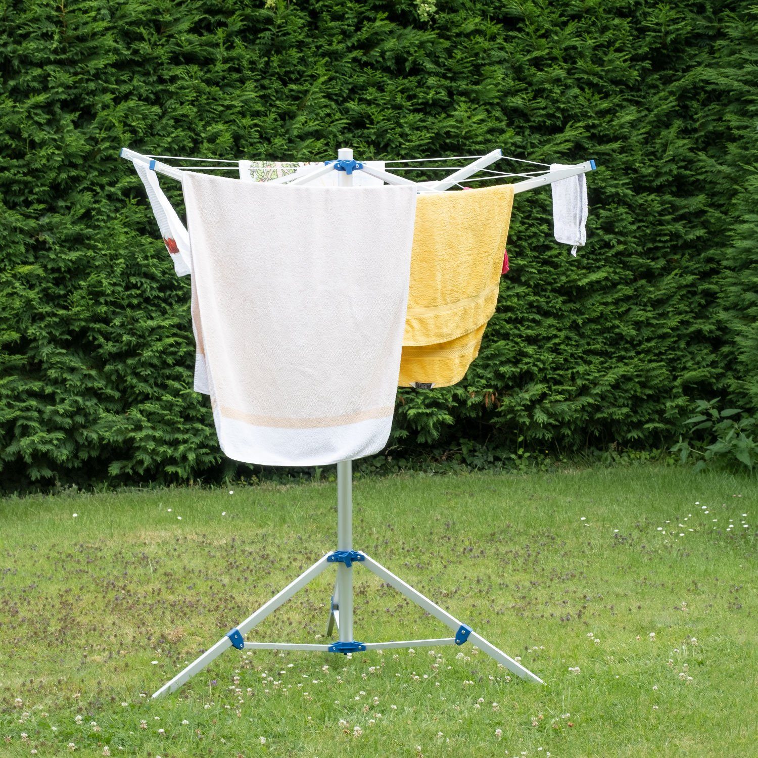 Moritz Wäschespinne Wäschespinne klappbar 2,85 kg 15m Trockenleinenlänge, Wäscheleine Camping Wäscheständer Wäschetrocker Wäschehaken
