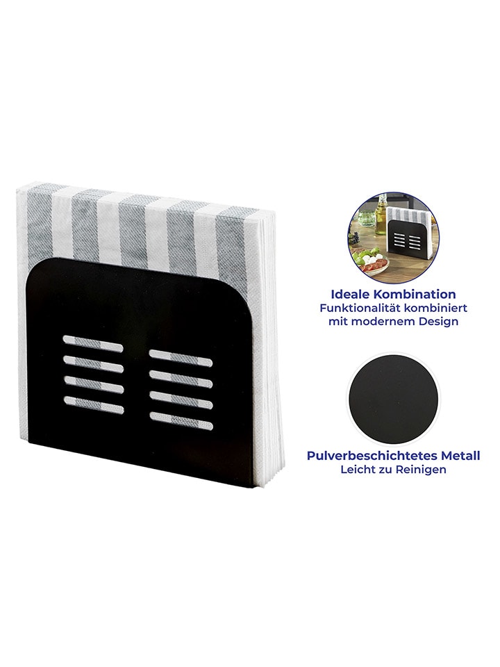 Wenko Serviettenhalter ''Maximex'' in Schwarz - (B)15 x (H)12,5 x (T)4 cm günstig kaufen onesize