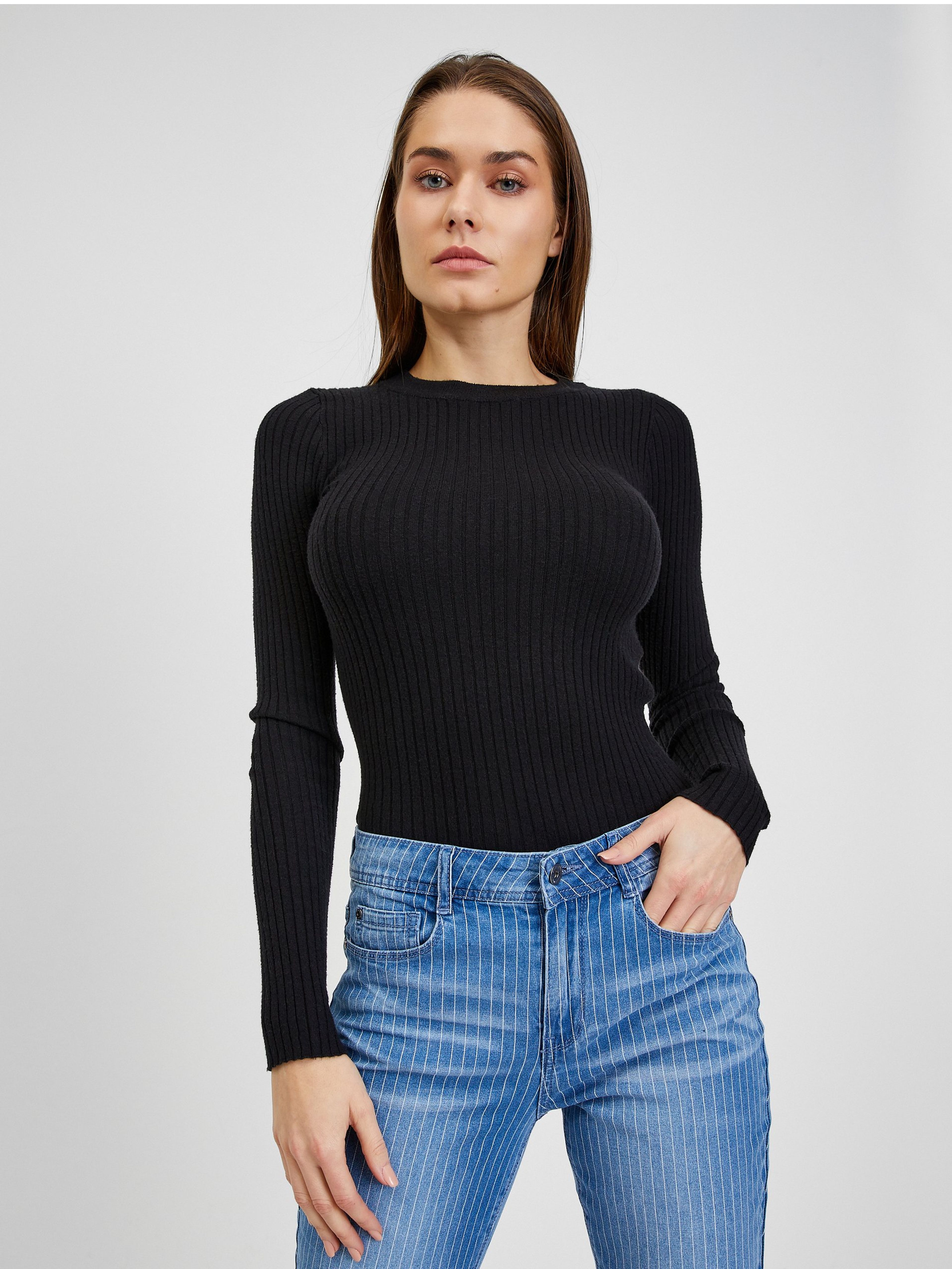Blaue gestreifte Slim Fit Jeans für Damen ORSAY
