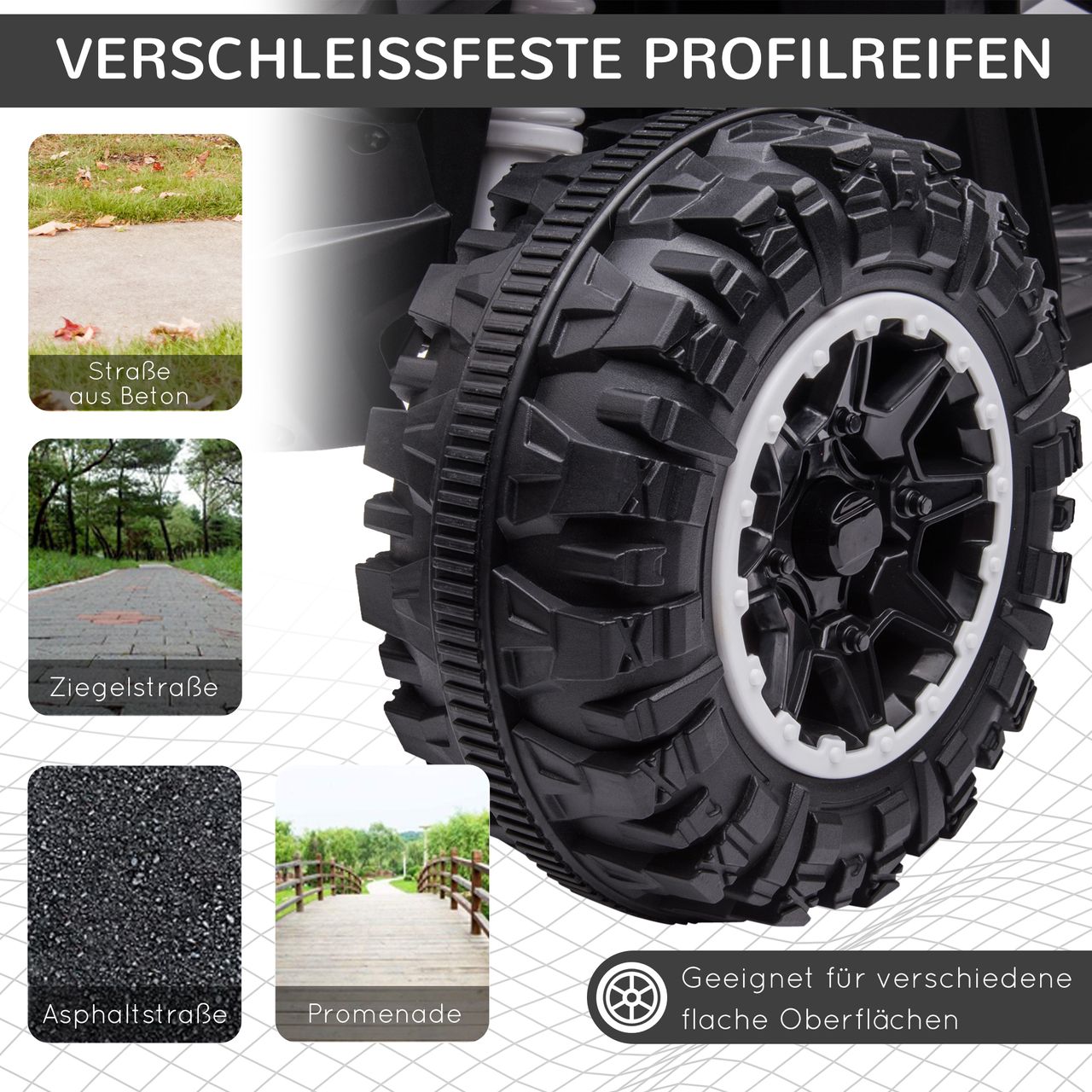 HOMCOM Elektro-Quad Kinderquad mit USB-Anschluss, Kindermotorrad mit Musik