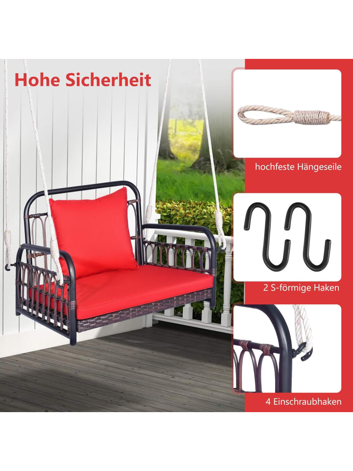 COSTWAY Hängesessel 180kg belastbar in Rot günstig kaufen onesize