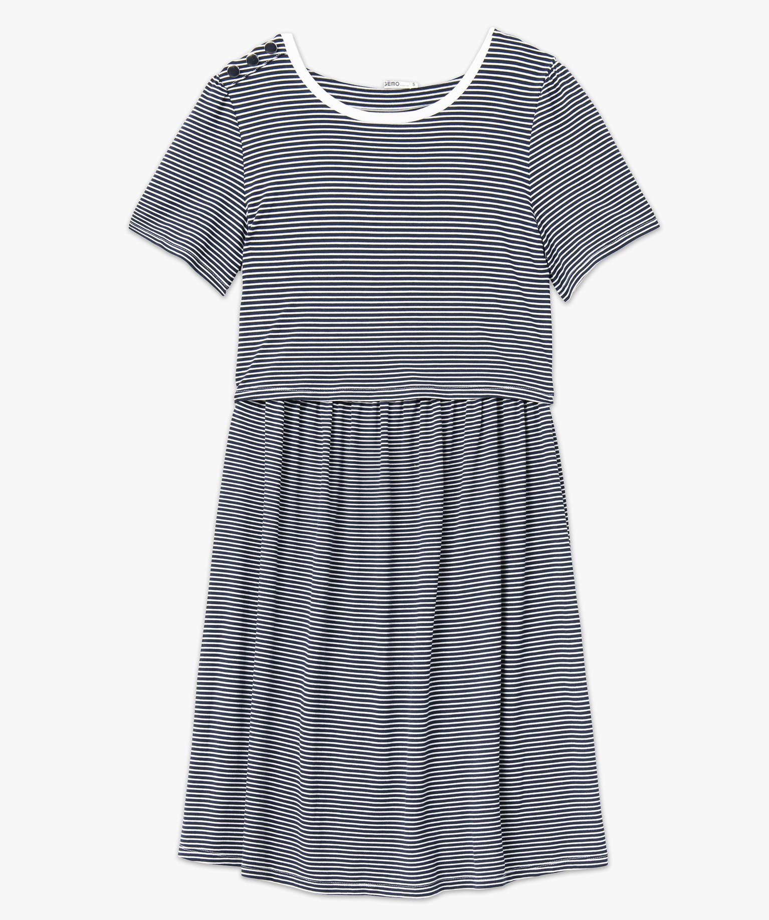 Robe d'allaitement rayée à manches courtes ouverture discr... bleu | GEMO