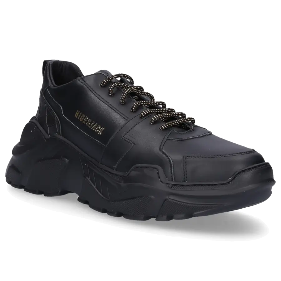 Hide & Jack - Sneaker low SPEEDBUMP Kalbsleder Logo schwarz - schwarz