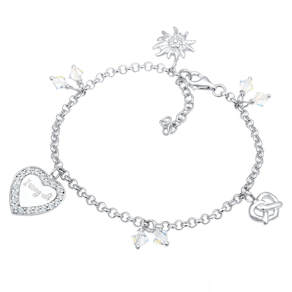 Elli Elli Bracelet Costume Coeur Cristaux Bracelet Femme  (925/1000) Argent Bracelet