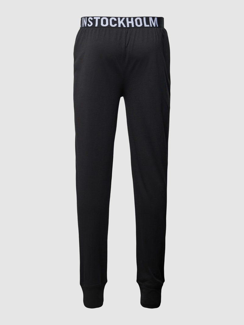Pyjama-Hose mit elastischem Logo-Bund in schwarz