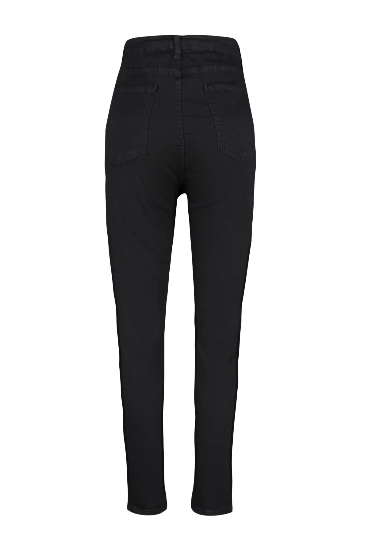 Trendyol Curve  Schwarze Skinny-Jeans mit hoher Taille und Knopfleiste vorne TBSSS22JE0373