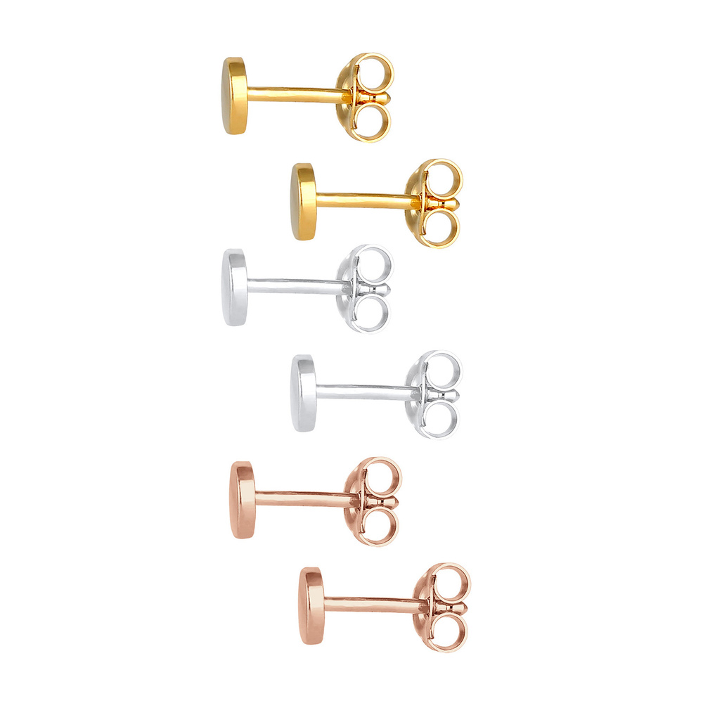 Elli Elli Boucles d'Oreilles Femmes Set de 3 Cercle Basique Tri-Color en Argent Sterli Boucles d'oreilles