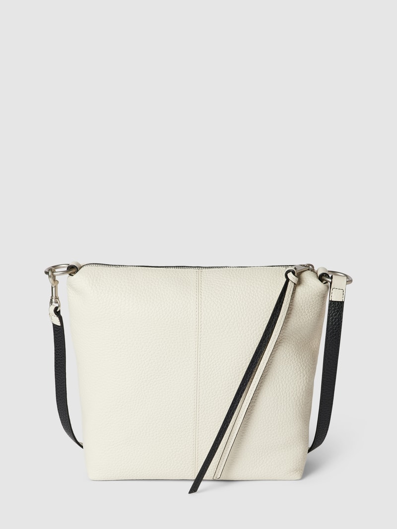 Hobo Bag aus Leder mit Label-Detail Modell 'AISSA' in ecru