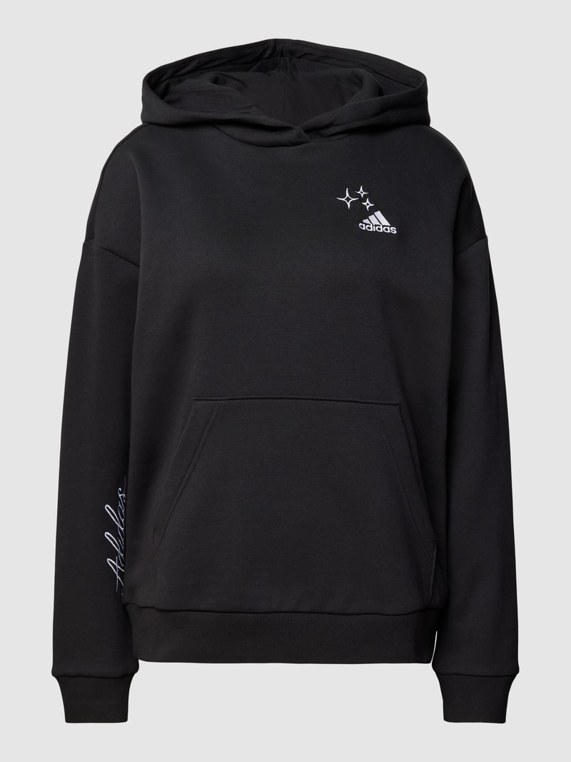 Hoodie mit Label-Stitching in schwarz