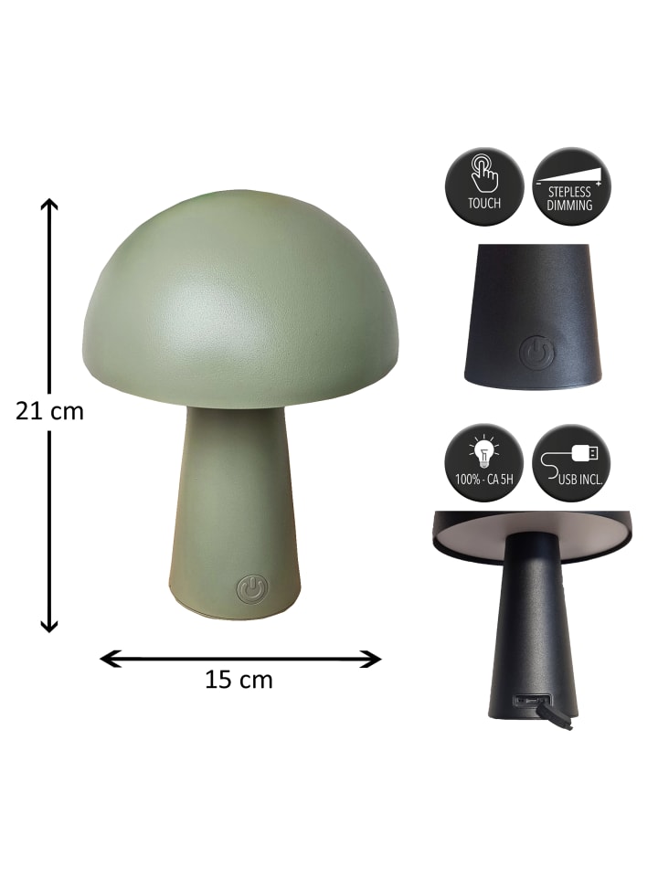 Coen Bakker LED Pilz Tischlampe dimmbar Touch Farbwechsler IP44 Innen Außen 15x21cm Grün günstig kaufen onesize