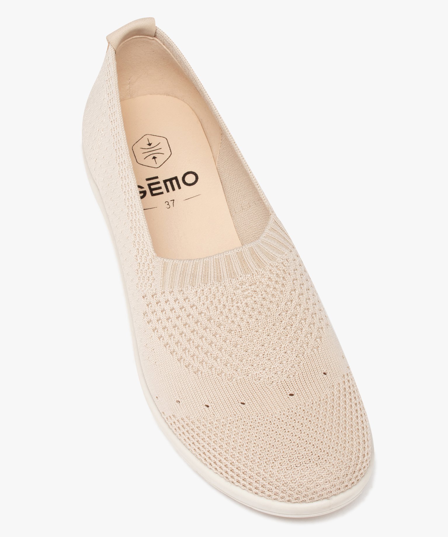 Mocassins femme confort unis en mesh à semelle compensée beige | GEMO