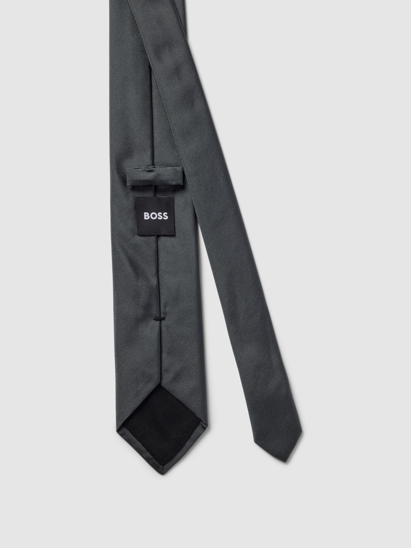 Krawatte mit Label-Patch in anthrazit