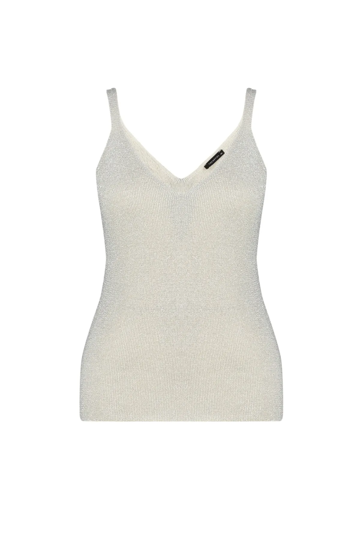 Trendyol Curve  Graue Glitzerbluse aus feinem Strick mit Trägern TBSSS23AF00006