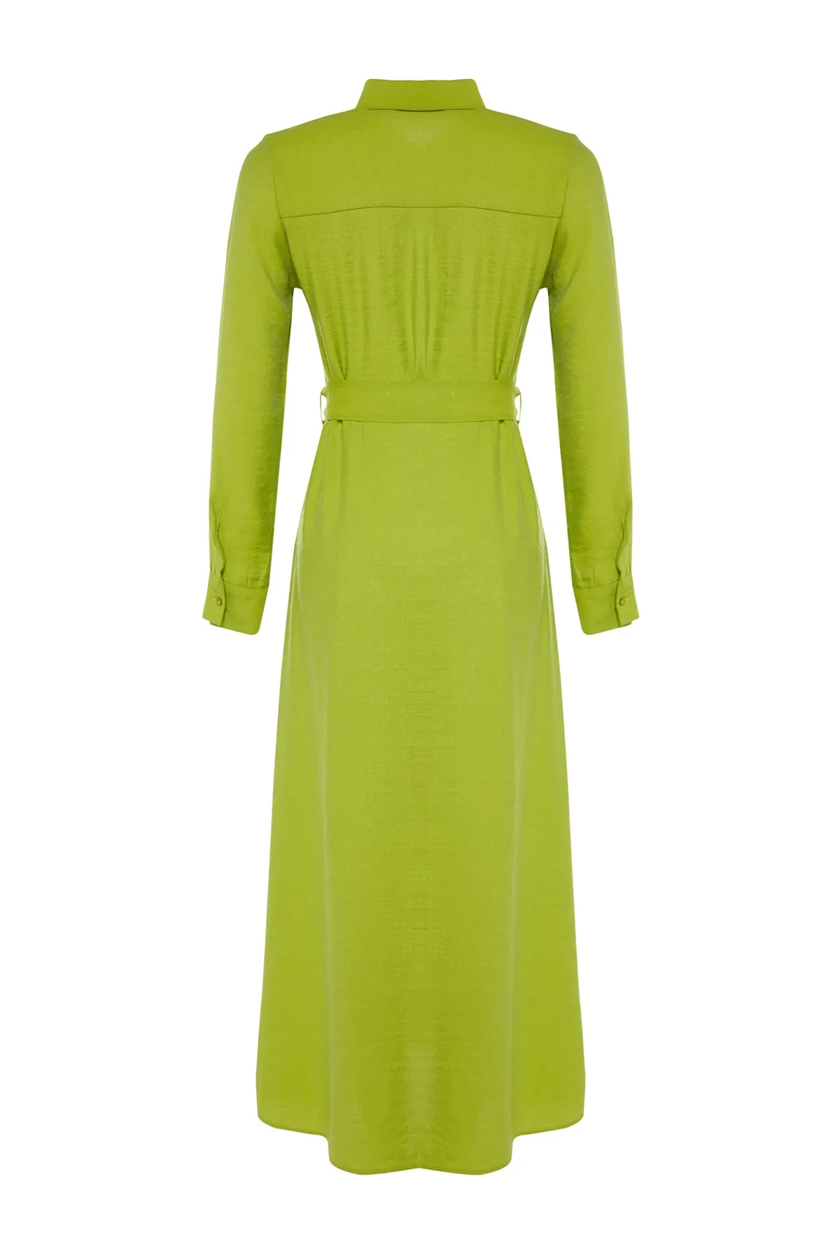 Trendyol Modest  Ölgrünes gewebtes Hemdblusenkleid mit Gürtel und Taschendetail TCTSS23EB00059