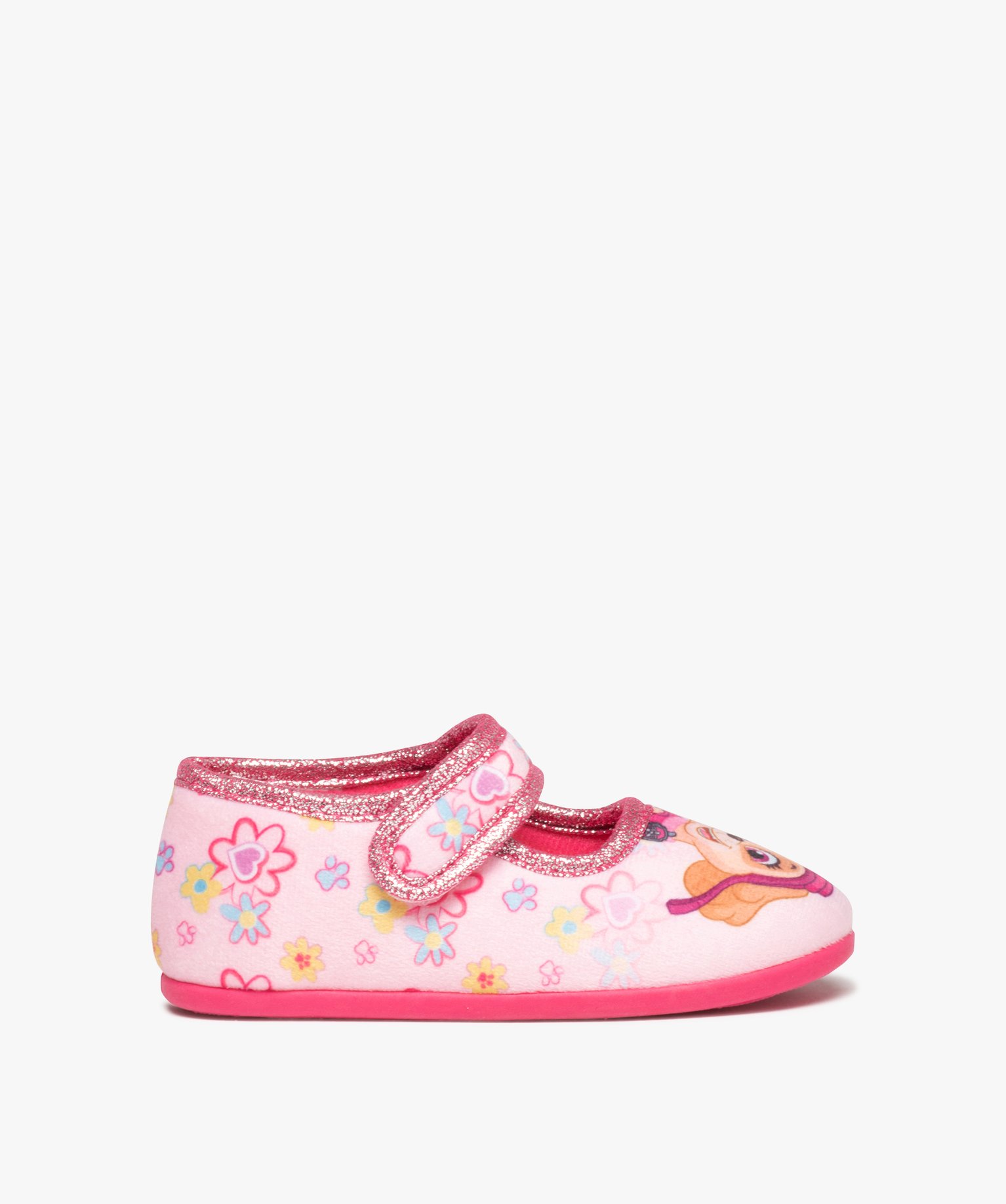 Chaussons fille forme ballerine à scratch - Pat patrouille rose | GEMO