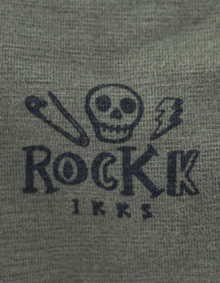 Bavoir kaki clair print rock coton bio bébé