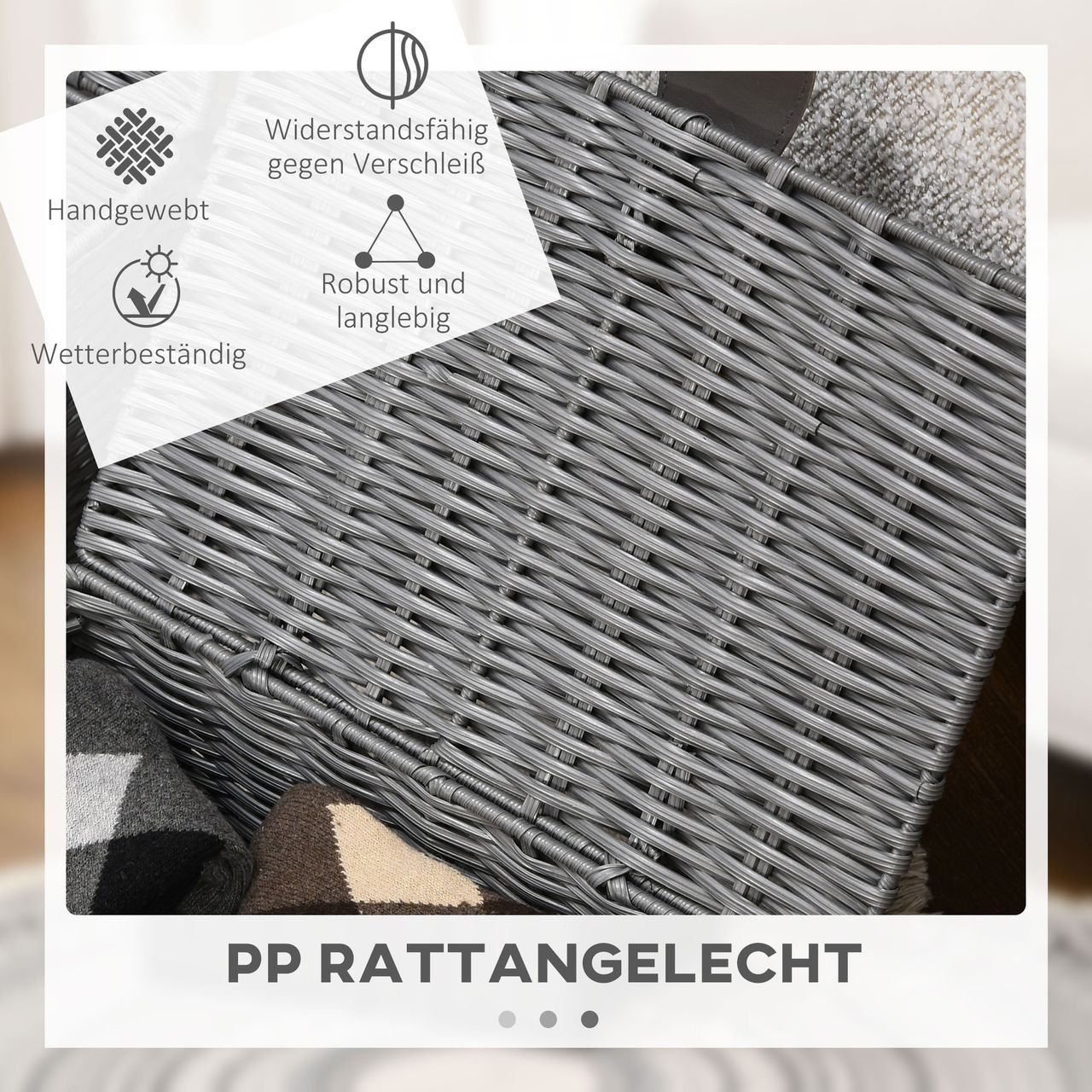 HOMCOM Rattan Aufbewahrungsboxen 3er-Set 18L, 12L, 7L Aufbewahrungskorb