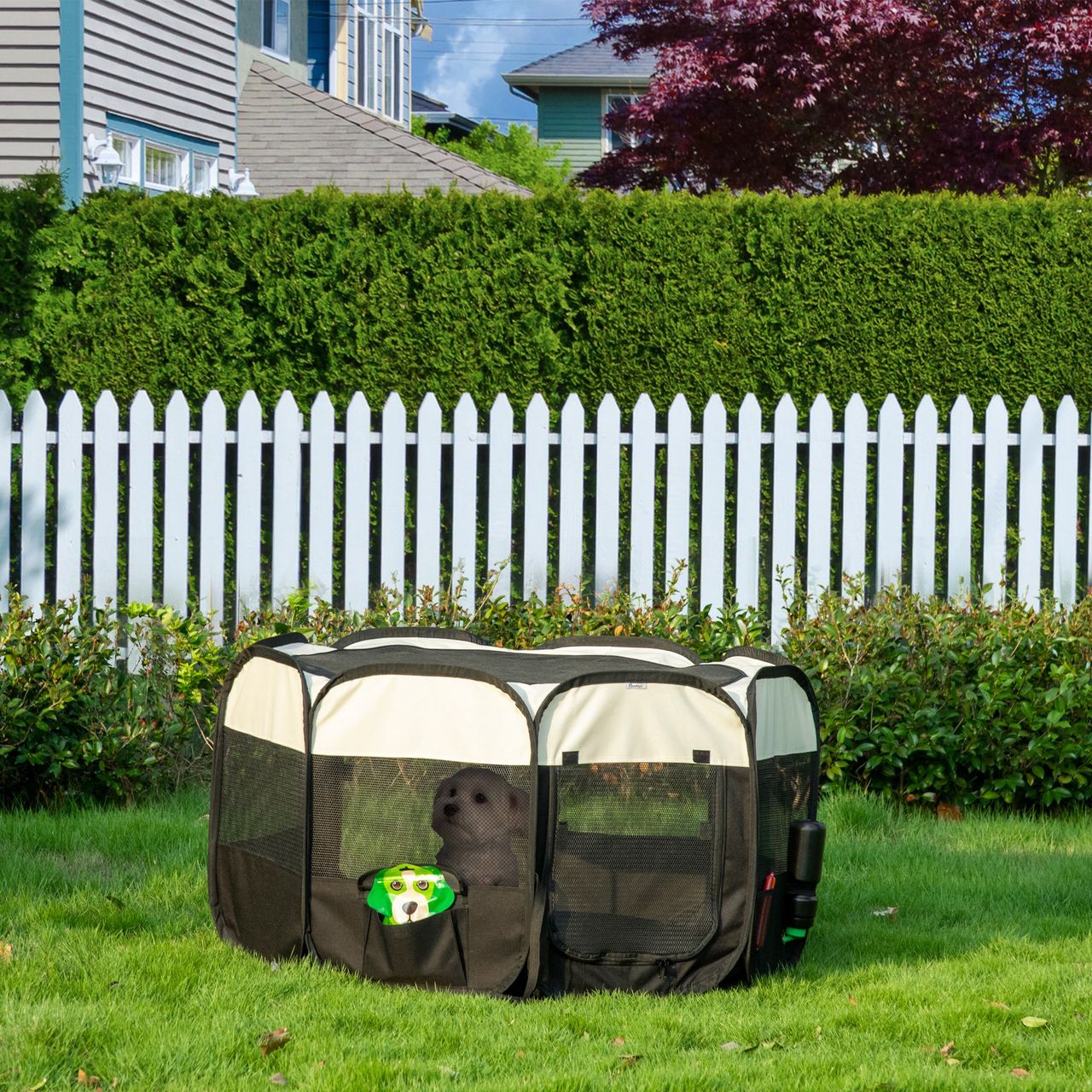 PawHut Welpenlaufstall Faltbarer Welpenauslauf Tierlaufstall Ø118 x 62 cm