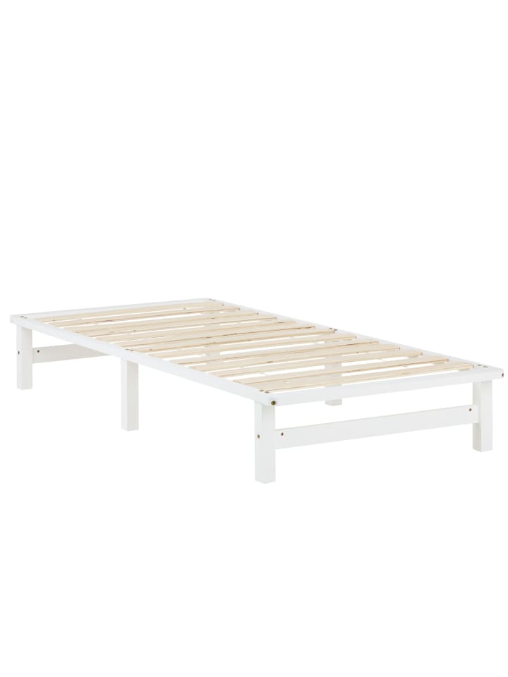 Homestyle4u Palettenbett 90x200 mit Lattenrost in Weiß günstig kaufen