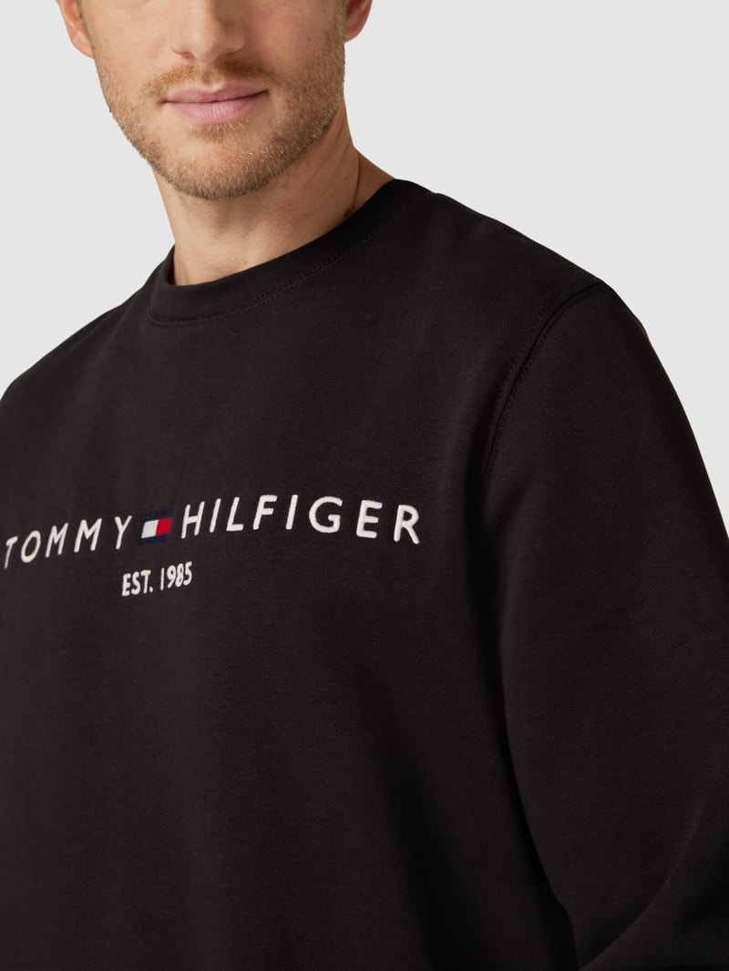 Sweatshirt mit Label-Stitching Modell 'TOMMY LOGO SWEAT' in schwarz